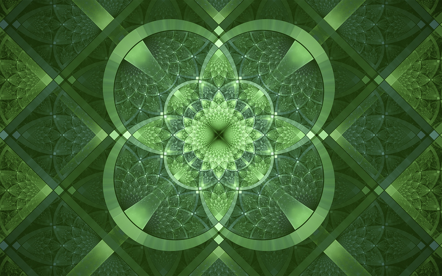 Фрактальный зеленый узор с фигурами