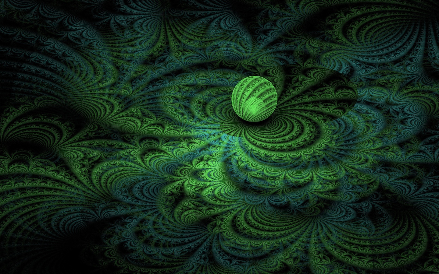 Светящаяся сфера на узорном фоне 