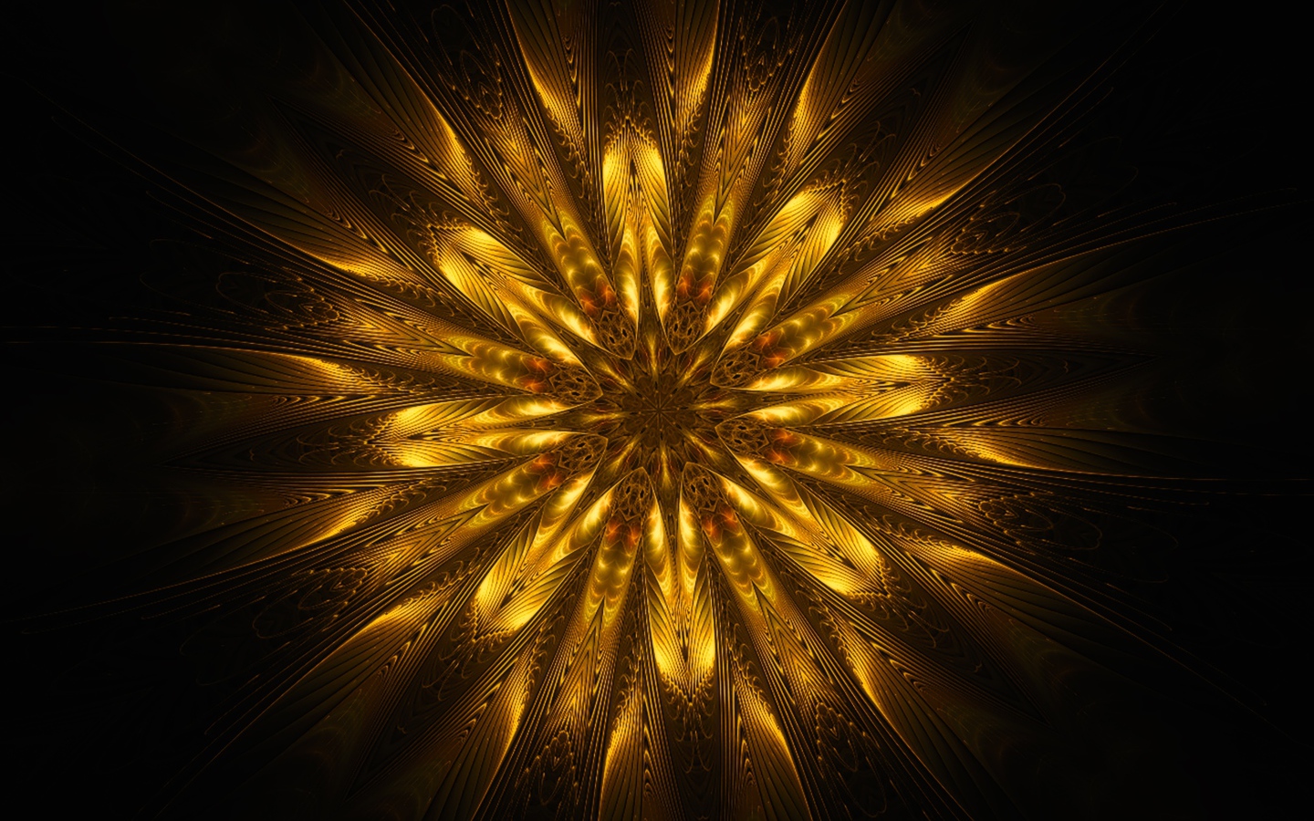 Золотой цветок мандала на черном фоне