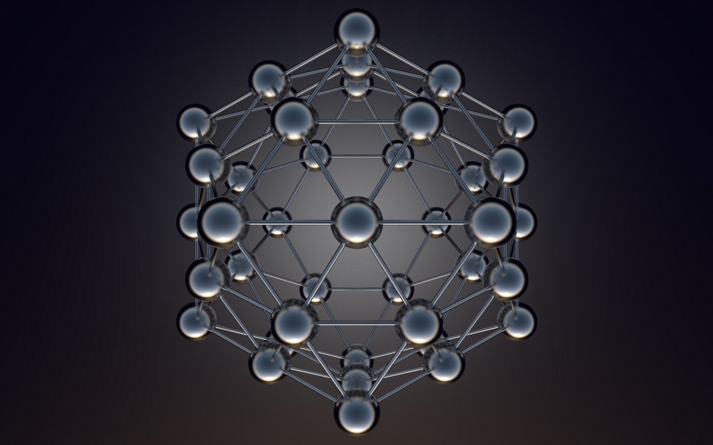 Икосаэдральная модель на сером фоне 3д графика