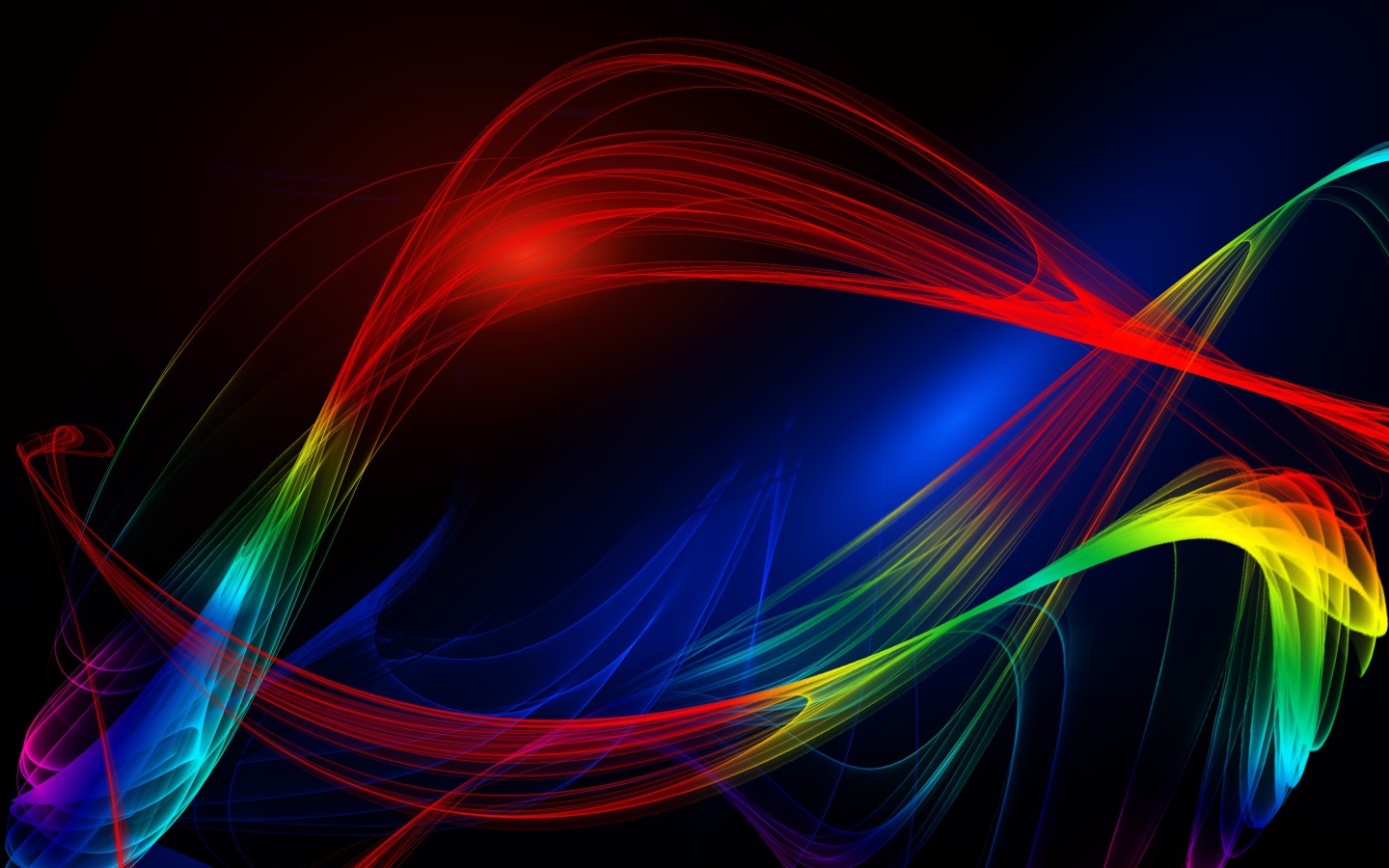 Разноцветные абстрактные волны на темном фоне