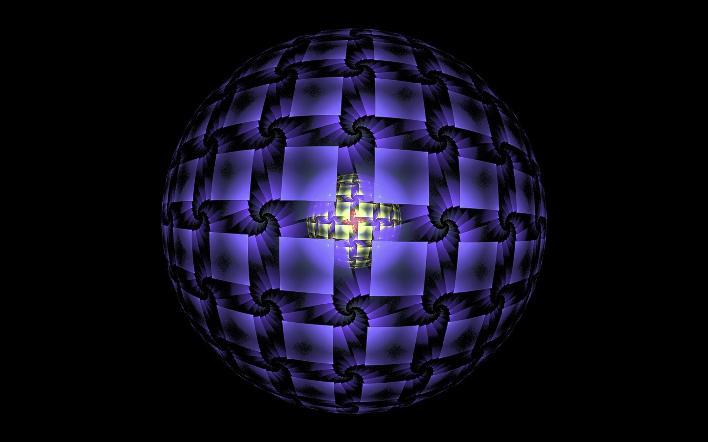 Фиолетовая сфера на черном фоне фрактал