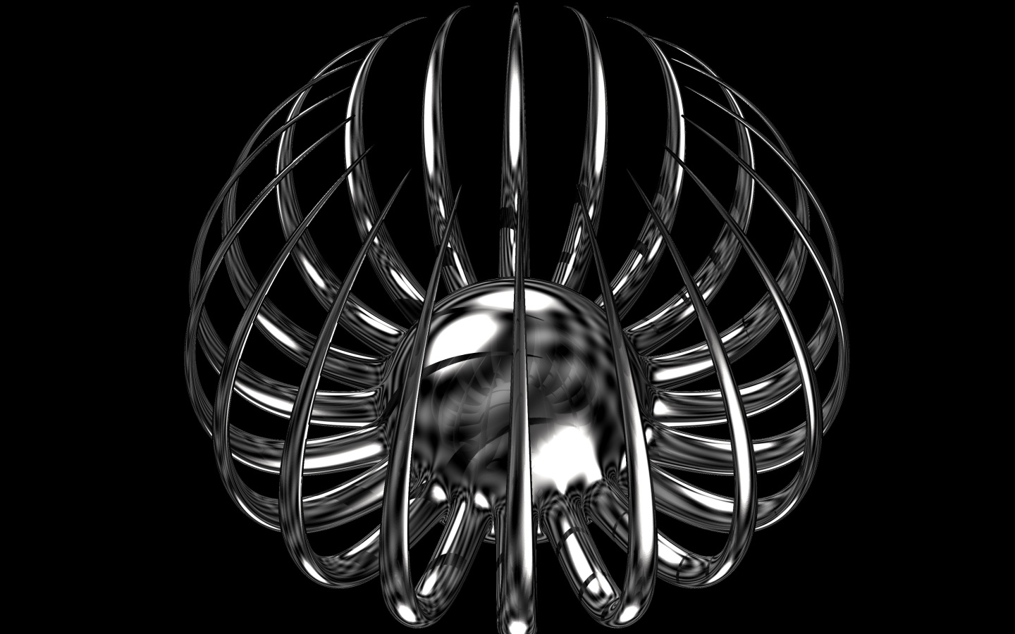 Серебряный цветок с острыми лепестками на черном фоне