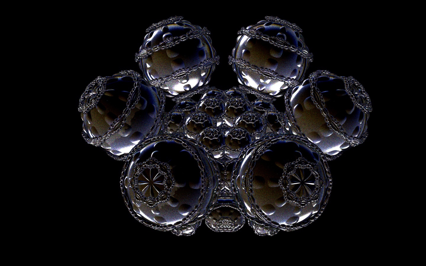 Необычный дизайнерский цветок на черном фоне, фрактал