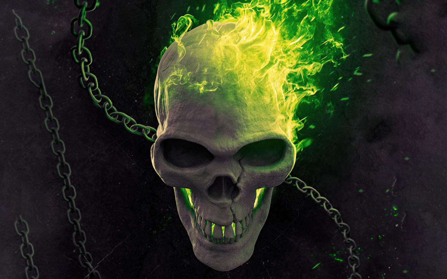 Череп с цепями в огне фильм Призрачный гонщик