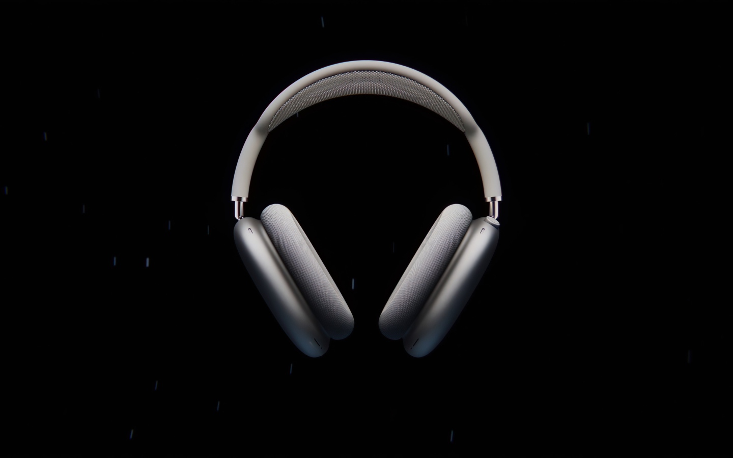 Серые наушники  AirPods Max на черном фоне