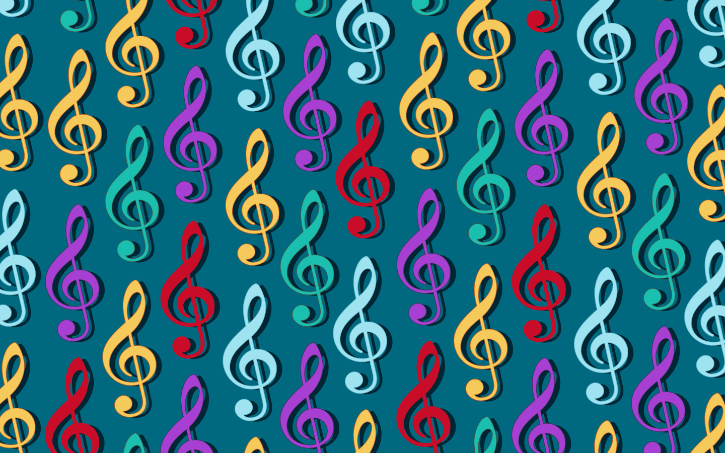 Разноцветные ноты на сером фоне 