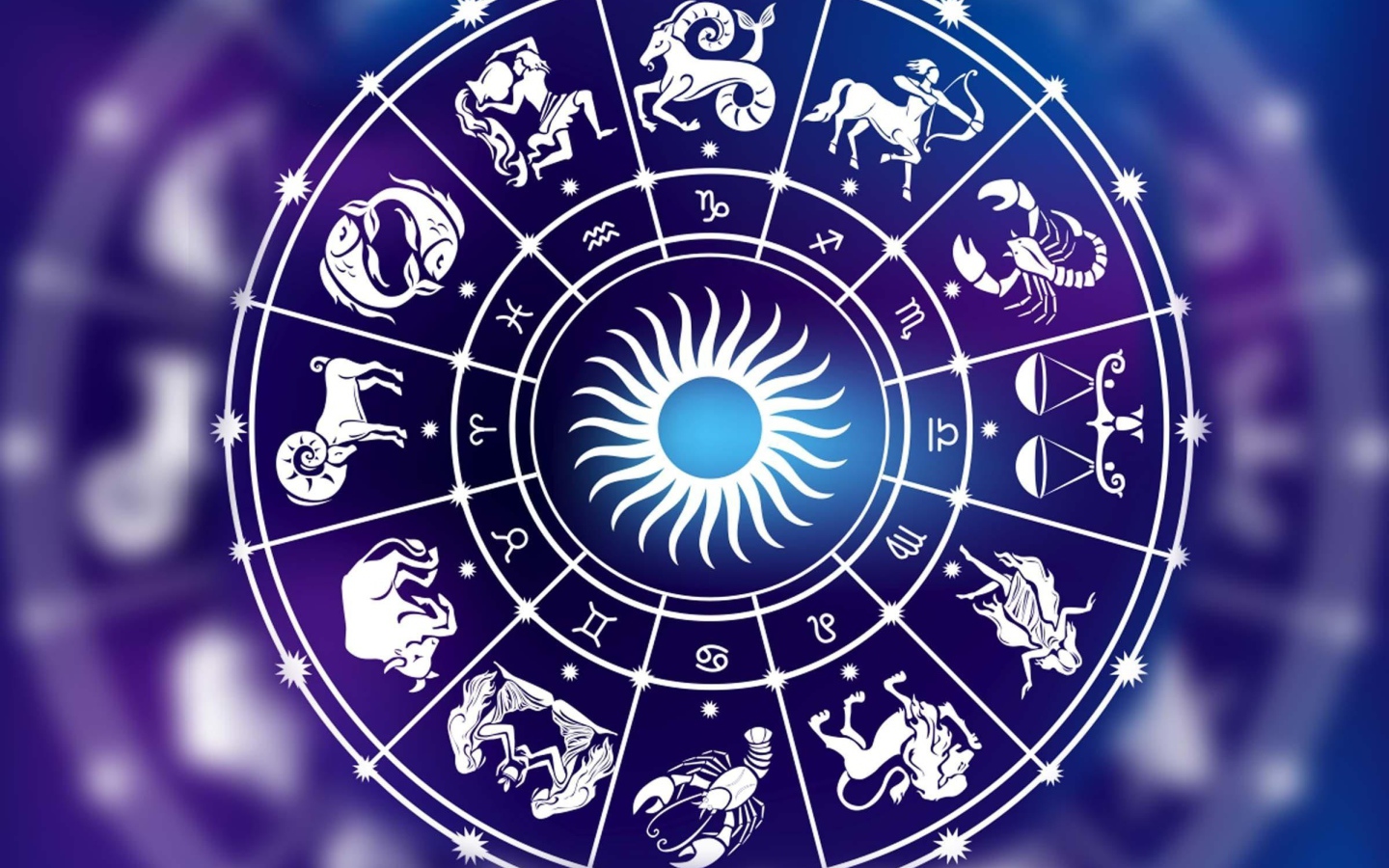 Zodiac circle on blue background