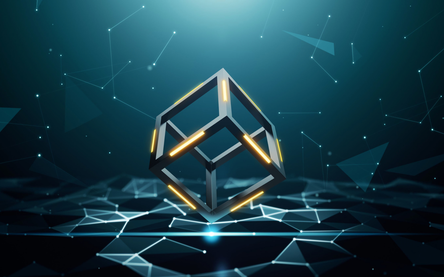 Куб 3д с созвездиями на черном фоне