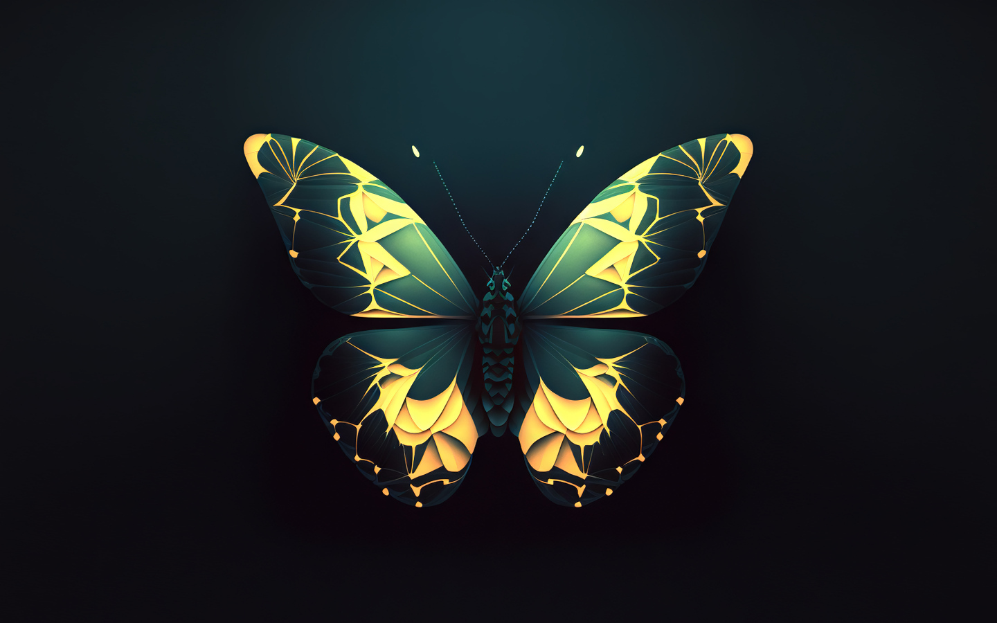 Красивая бабочка на черном фоне 3д графика