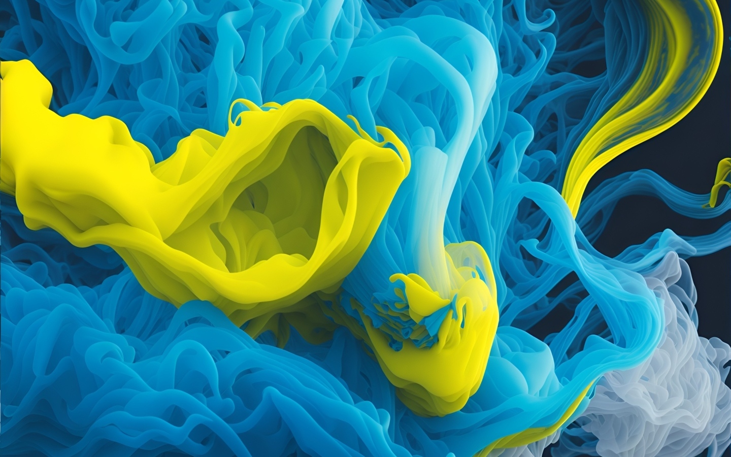 Голубой и желтый дым крупным планом