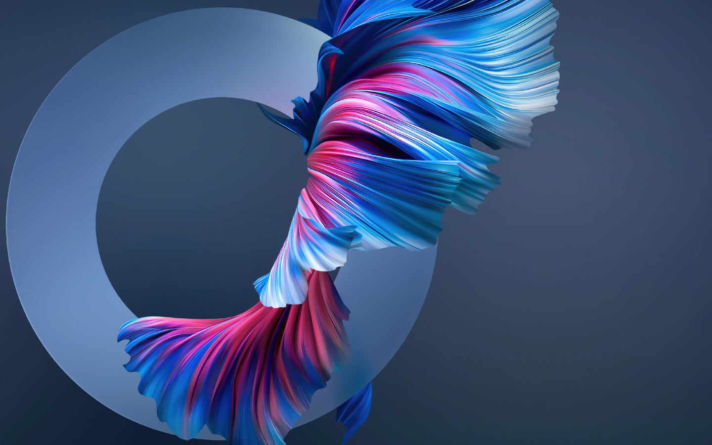 Круг и разноцветные волны на сером фоне