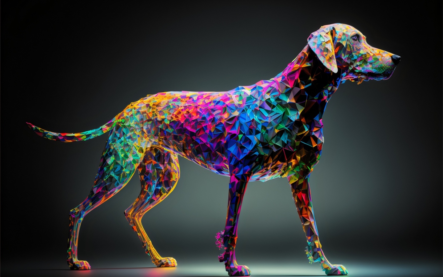 Нарисованная разноцветная собака 3д графика