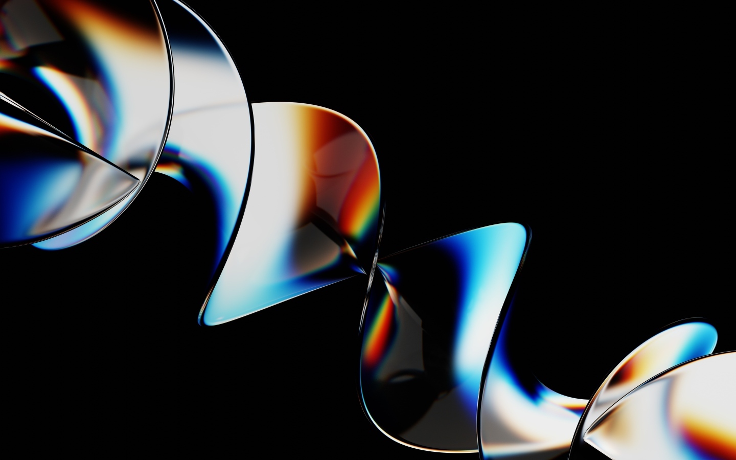 Большая разноцветная 3д спираль на черном фоне