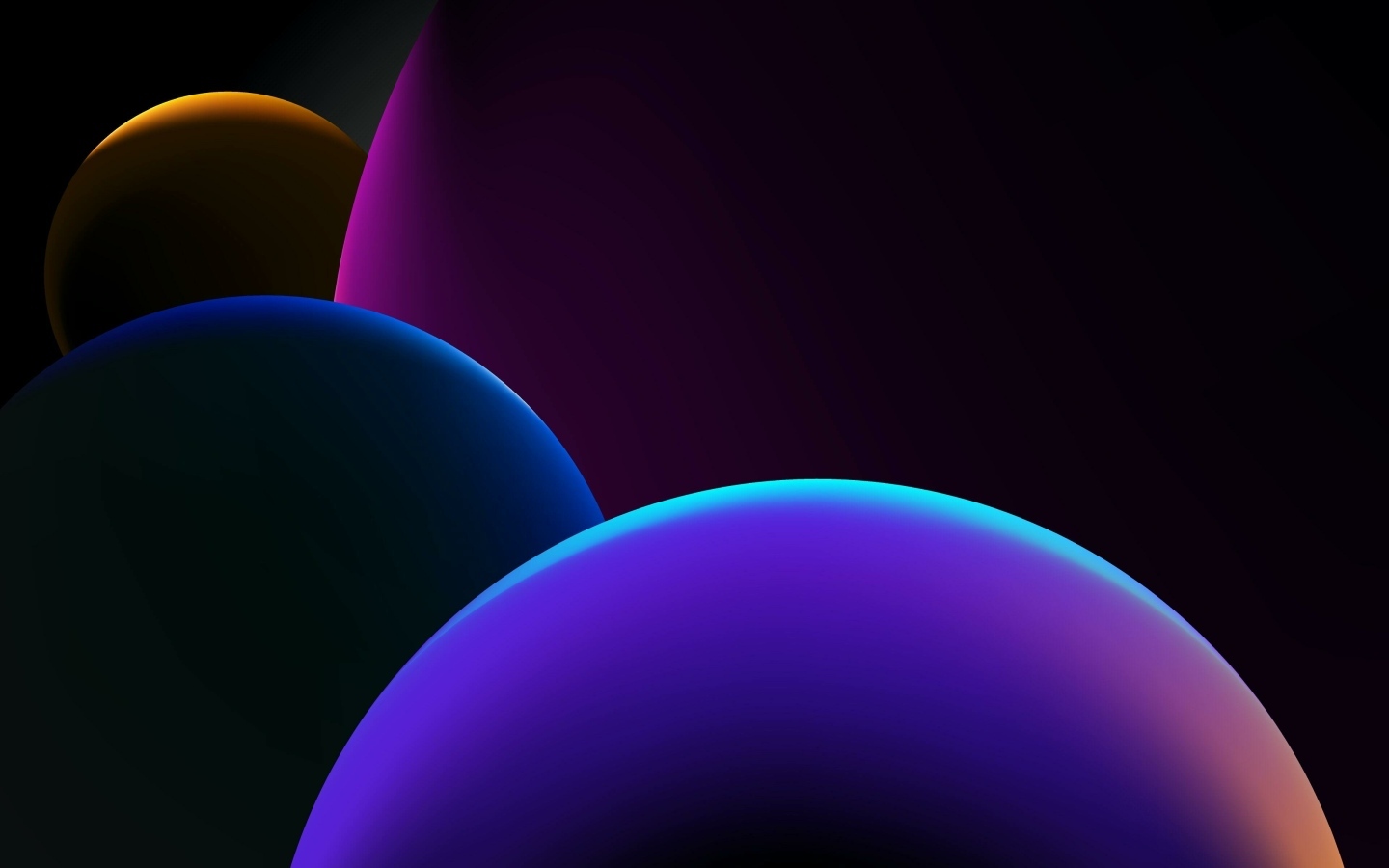 Большие разноцветные абстрактные шары на черном фоне