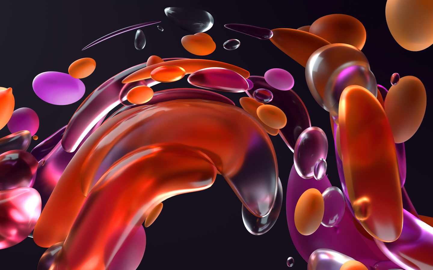 Разноцветные абстрактные пузыри на черном фоне