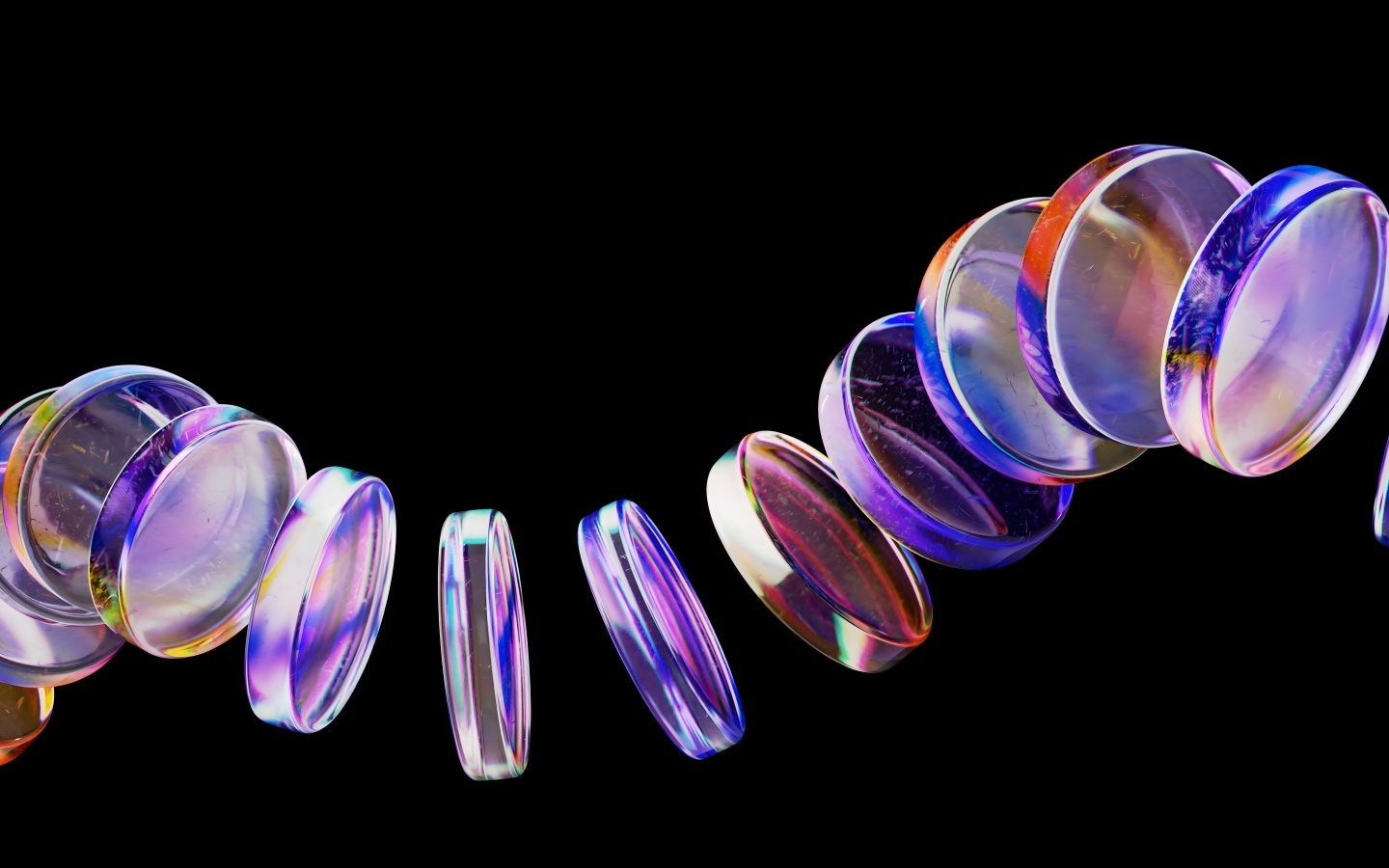 Неоновые стеклянные круги на черном фоне