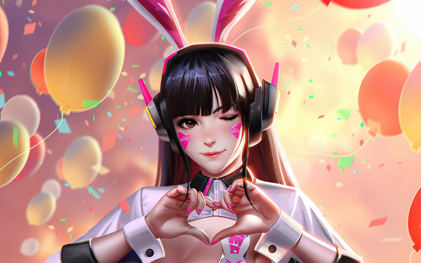 Девушка аниме показывает руками сердце