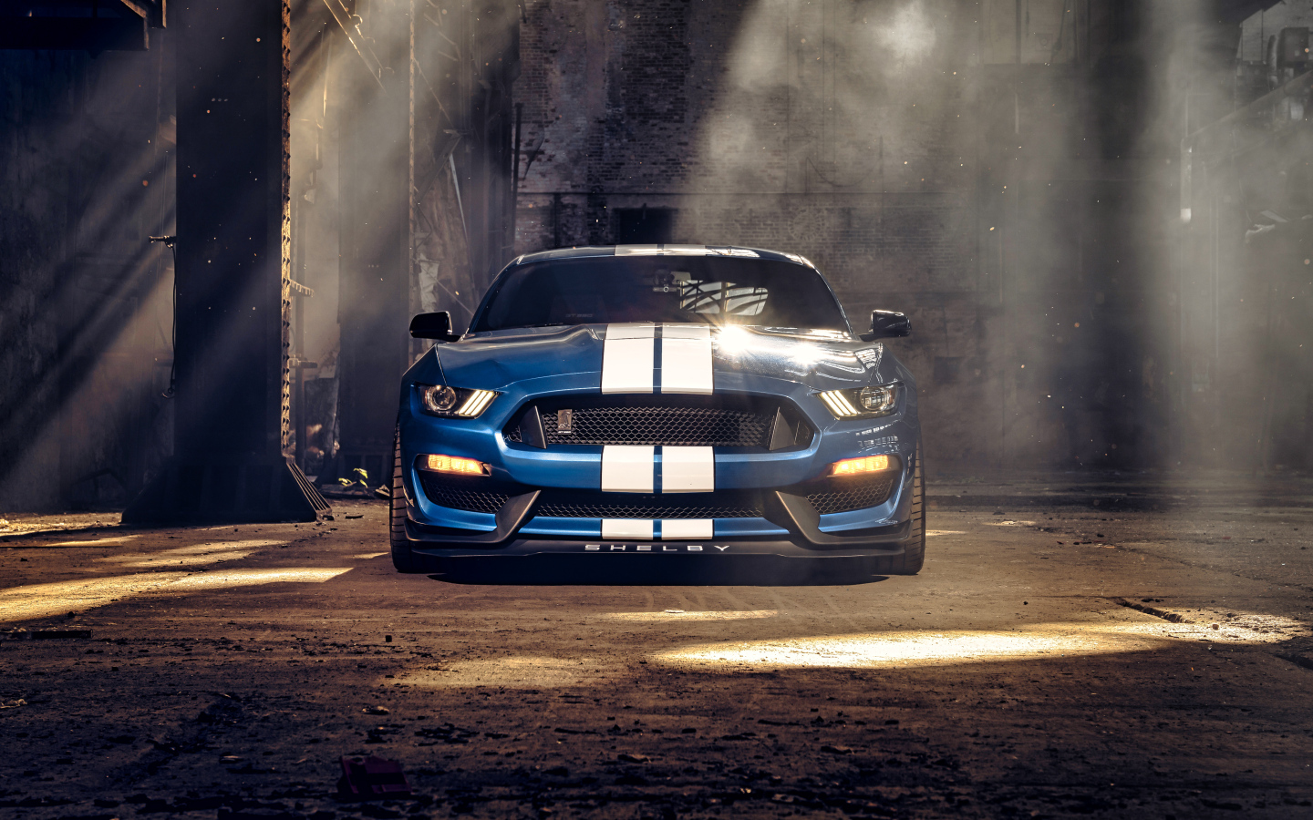 Гоночный автомобиль Ford Mustang Shelby GT350 вид спереди
