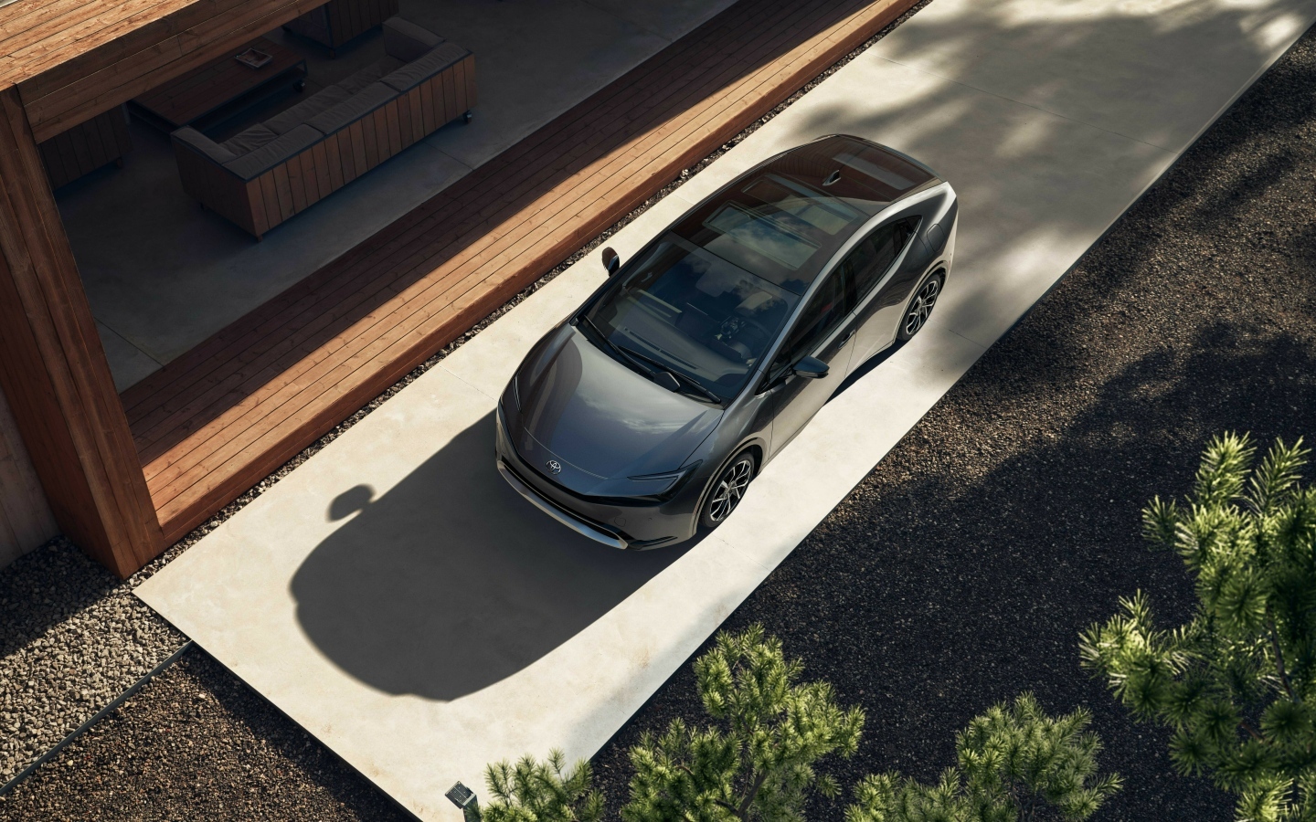 Автомобиль Toyota Prius Prime вид сверху