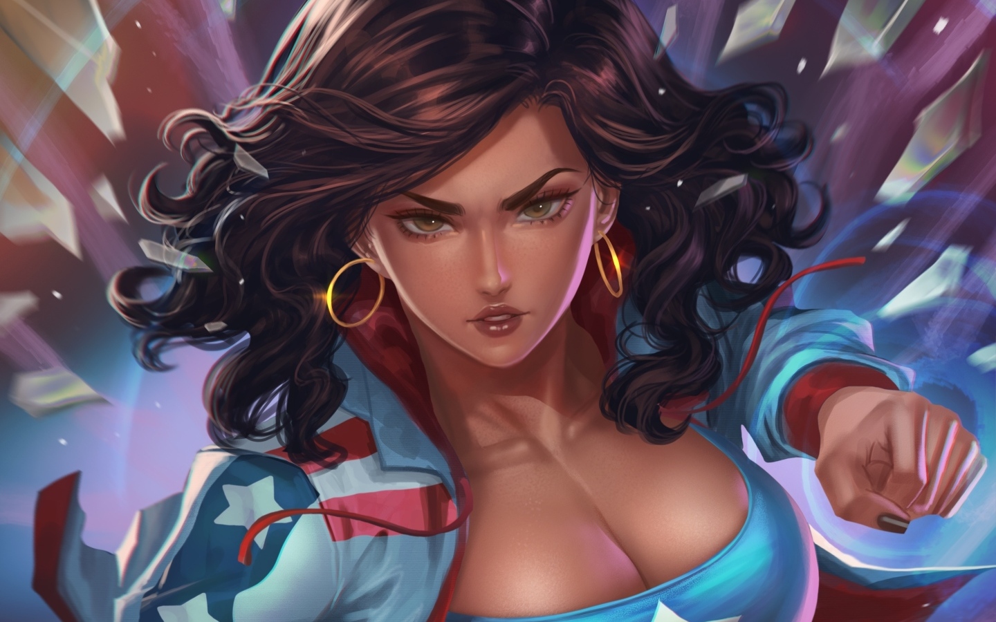 Фантастическая нарисованная девушка супергерой