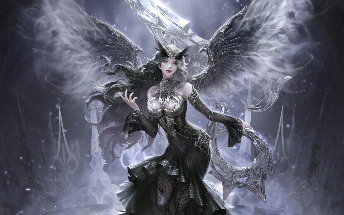 Фантастическая девушка в красивом черном платье