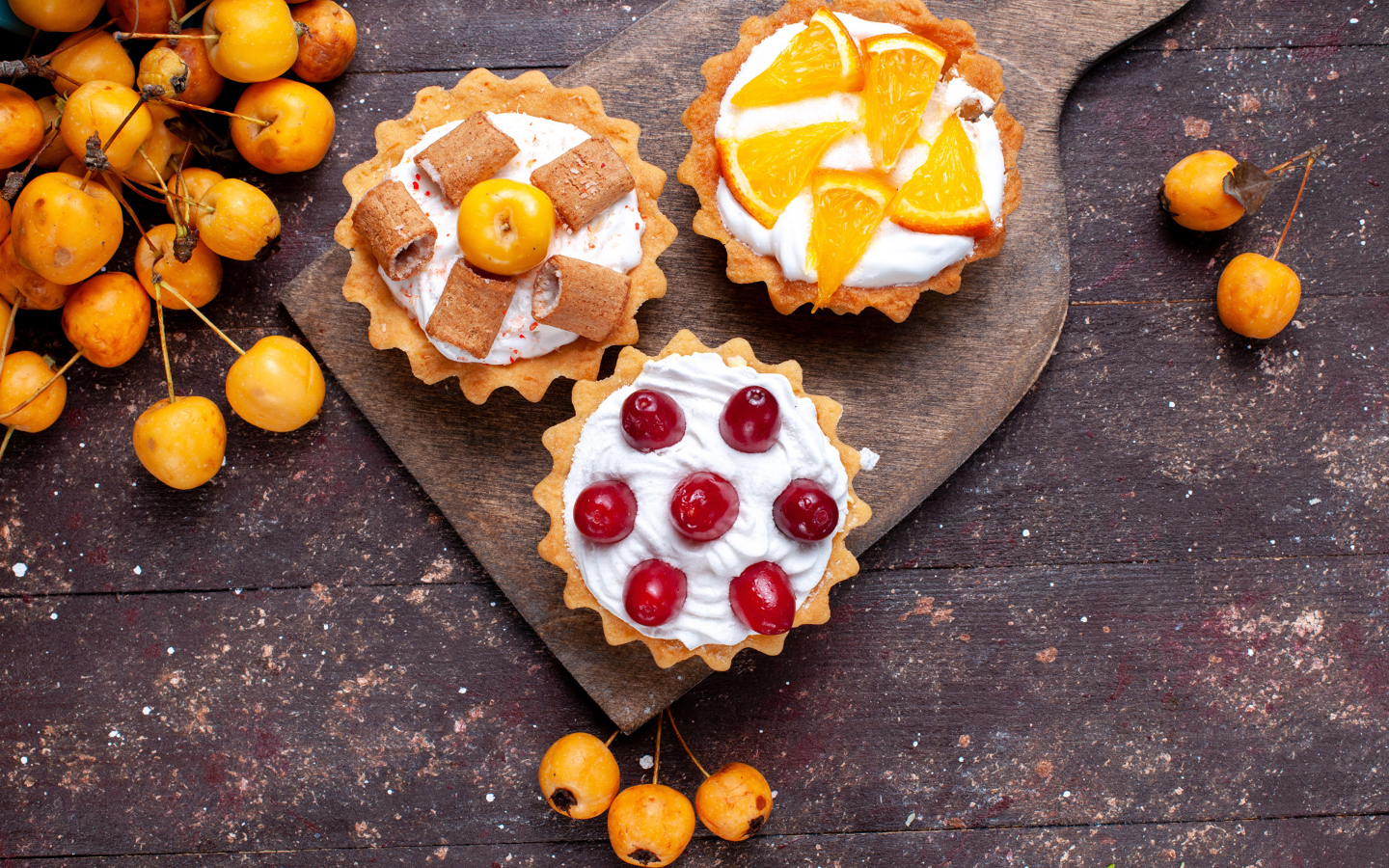 Appetizing cake with berries on the table