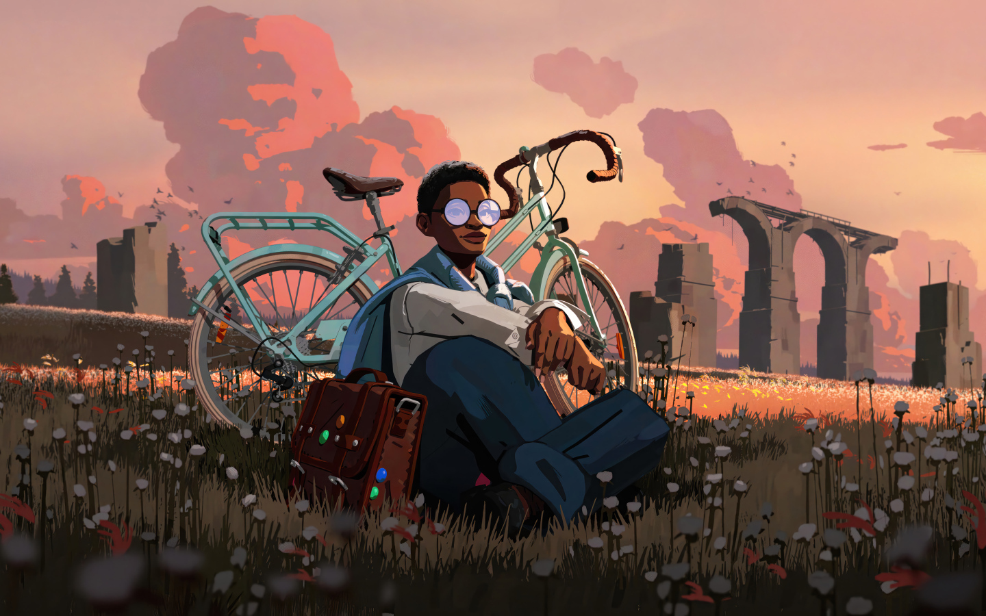 Персонаж игры Season: A Letter to the Future на природе