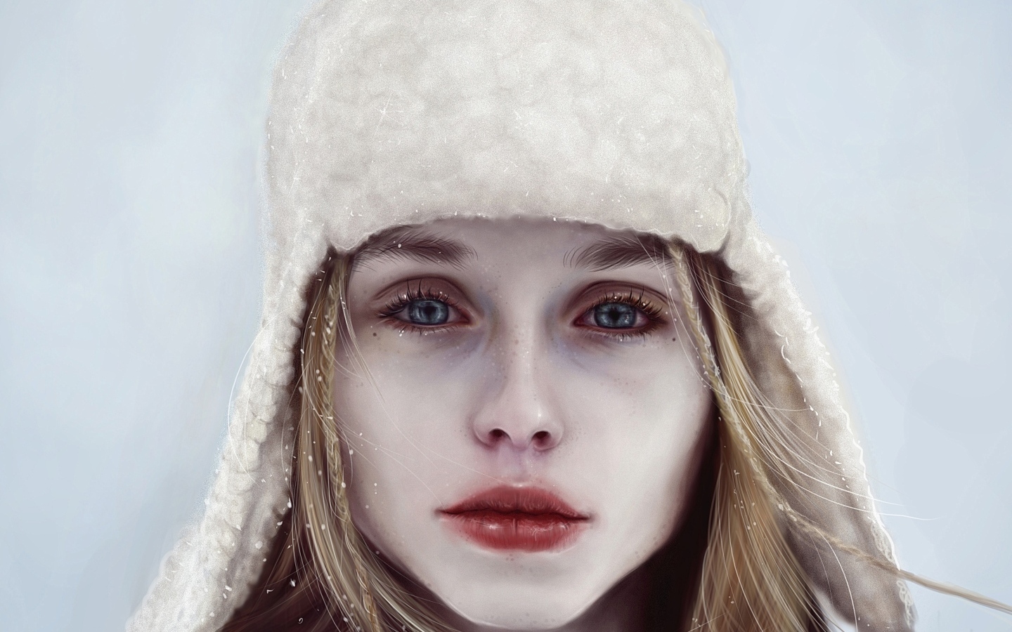 Грустная голубоглазая девушка в шапке