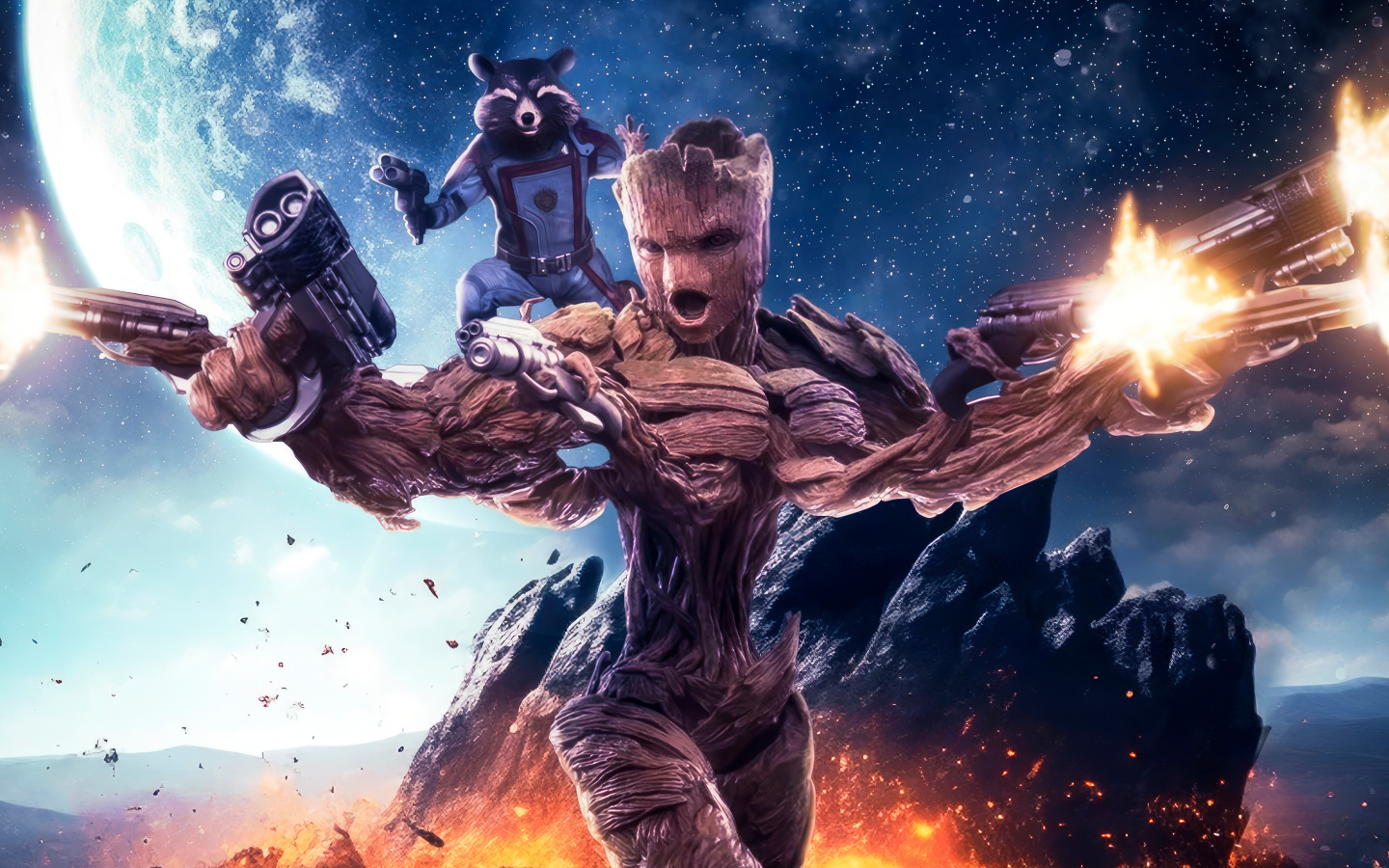 Грут и Ракета в фильме Стражи Галактики. Часть 3