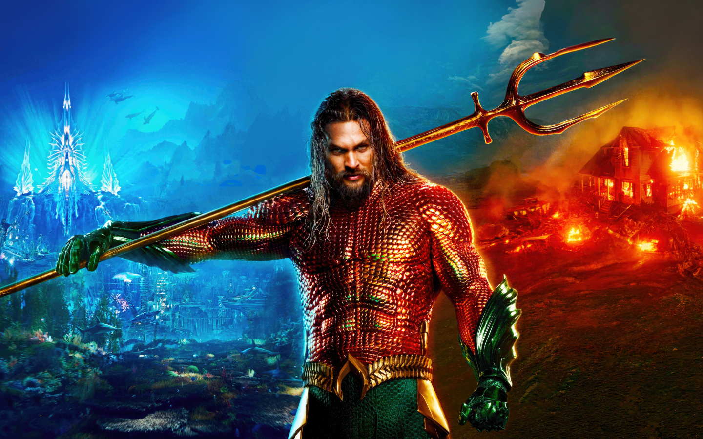 Суровый Аквамен с трезубцем