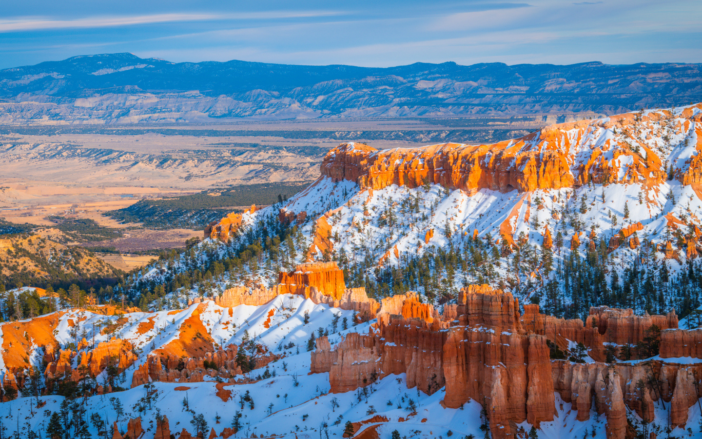 Красивый вид на заснеженный каньон