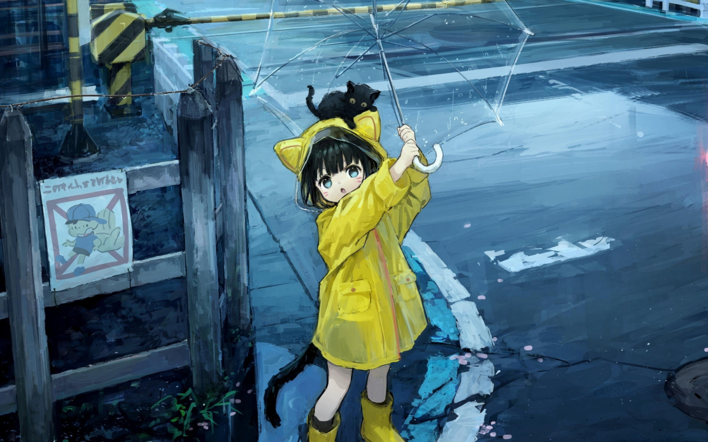 Маленькая девочка аниме с зонтом