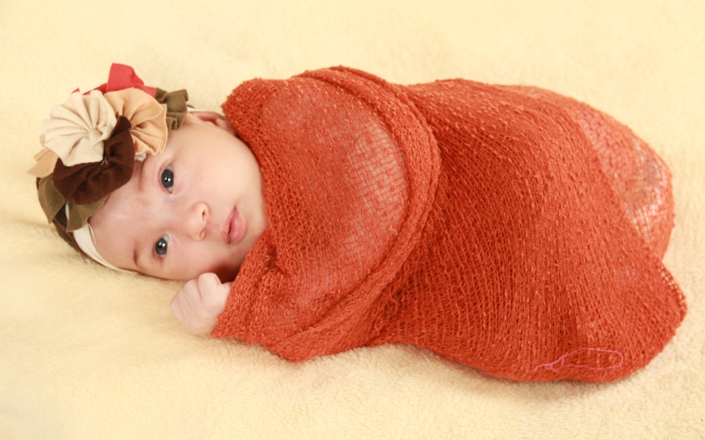 Новорожденная девочка в красном покрывале