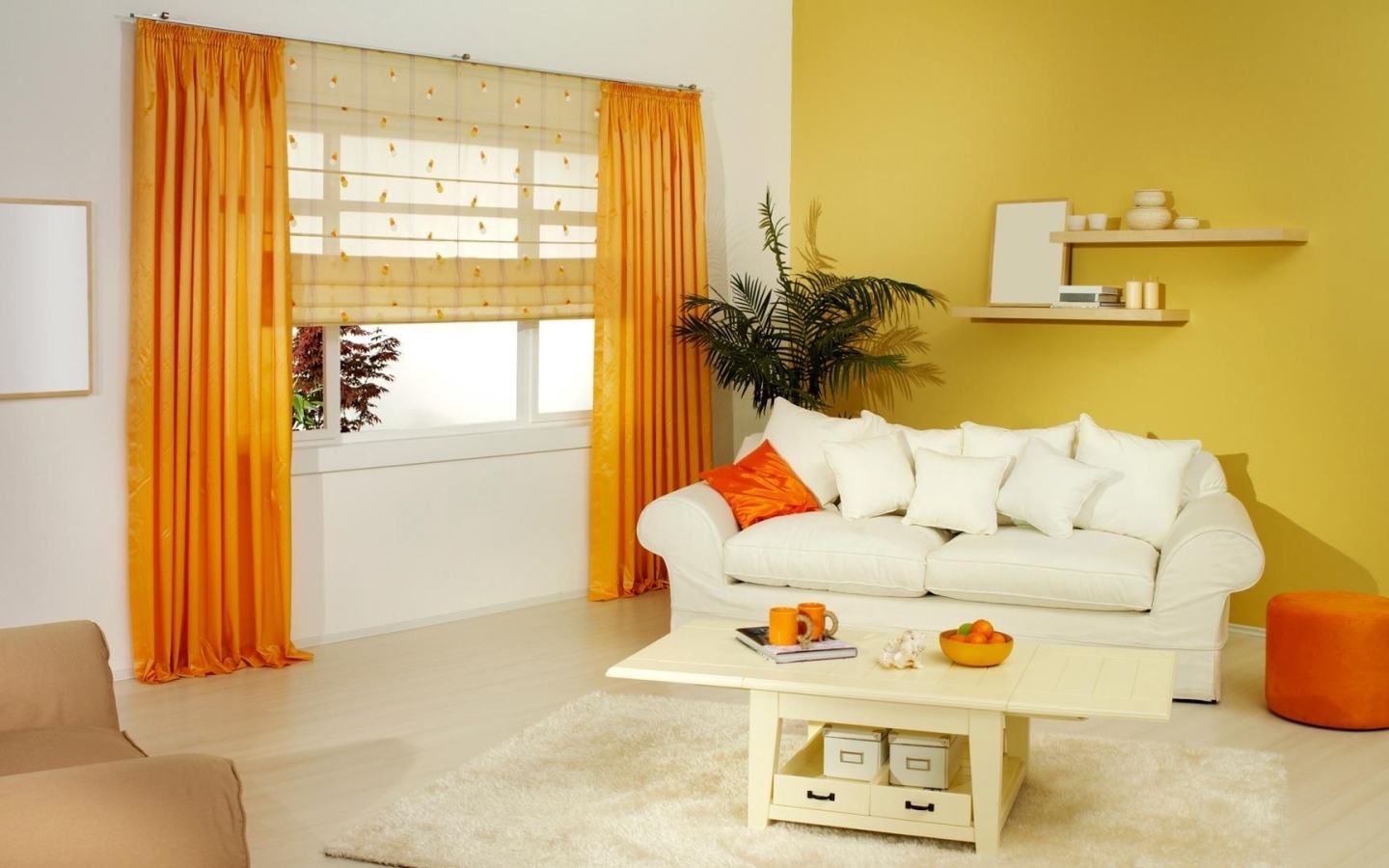 Дизайн гостиной в оранжевом стиле