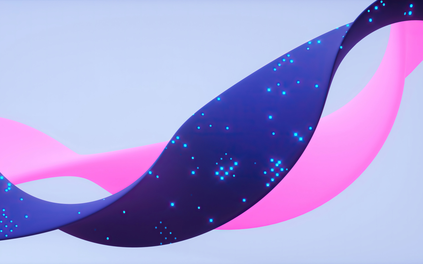 Синяя и розовая абстрактные ленты на сером фоне