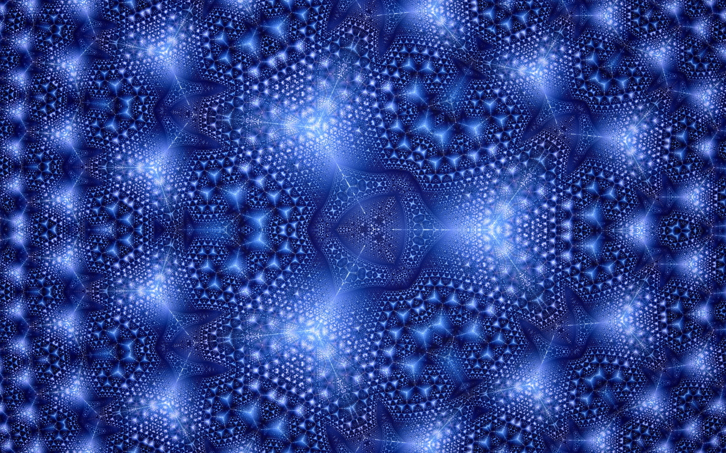 Синий фрактальный рисунок с геометрическими фигурами