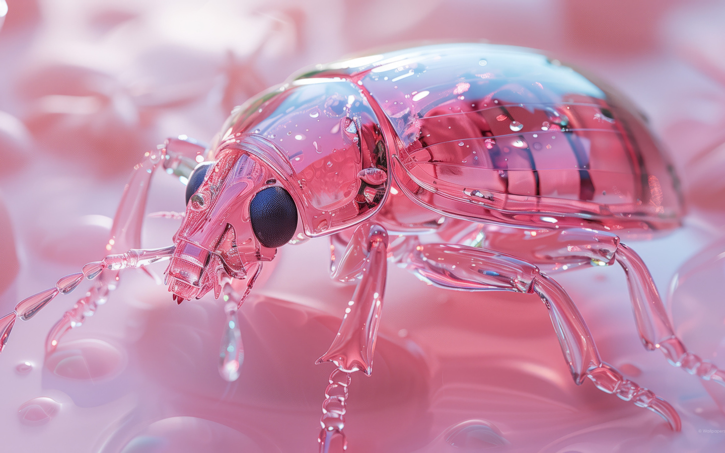 Стеклянный жук на розовом фоне 3д графика
