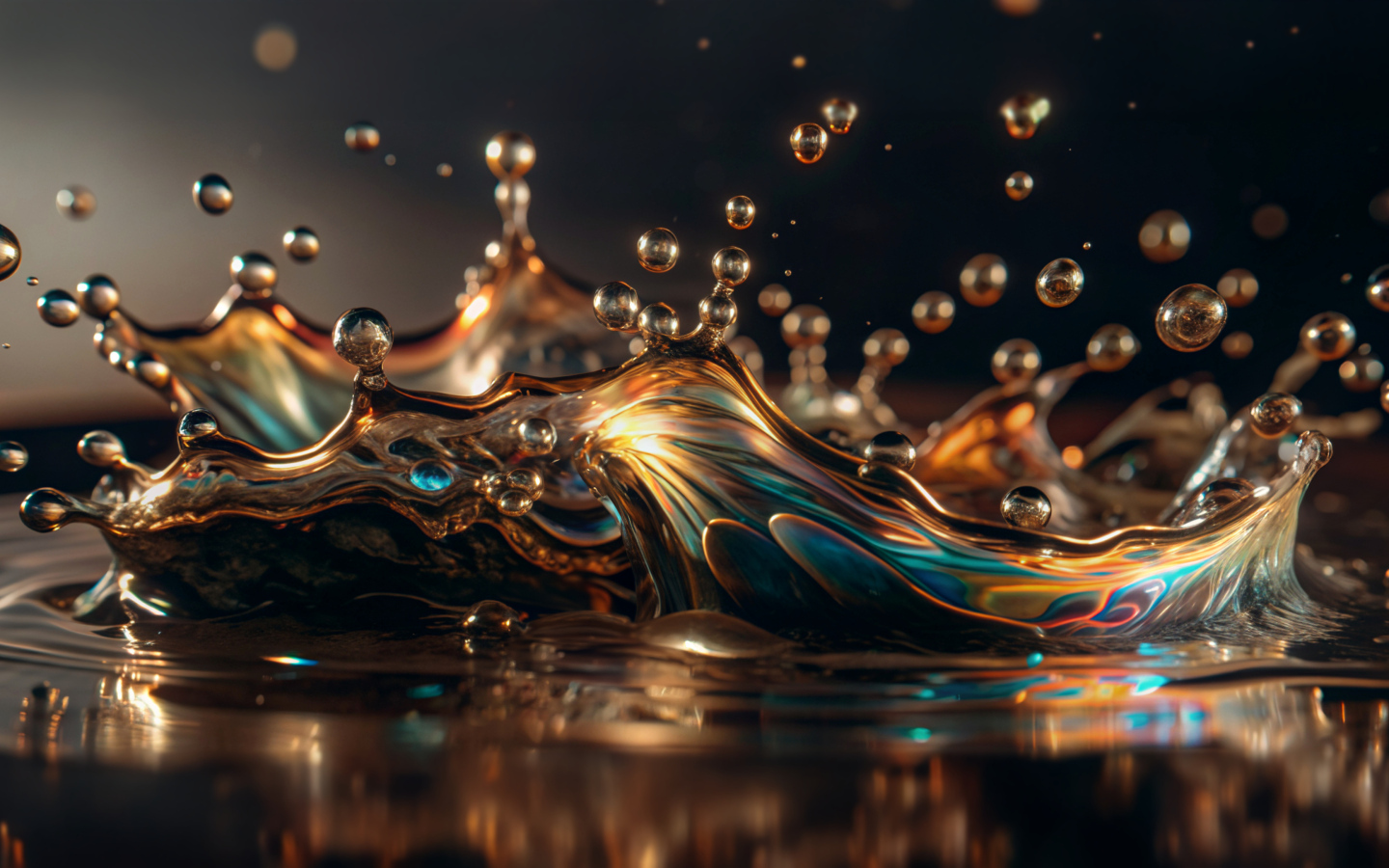 Брызги жидкости на темном фоне