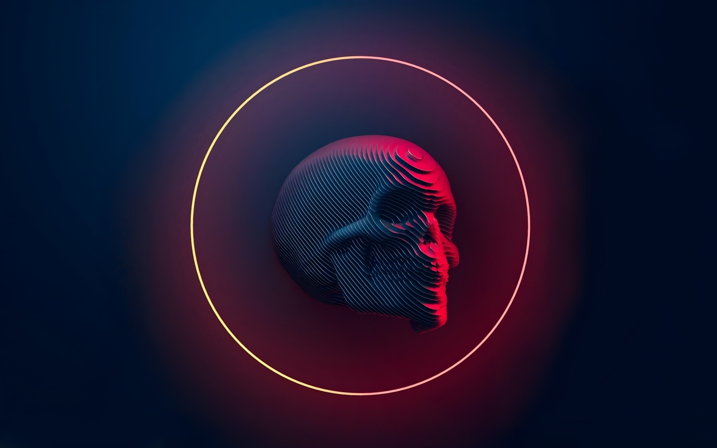 Череп в кругу на черном фоне