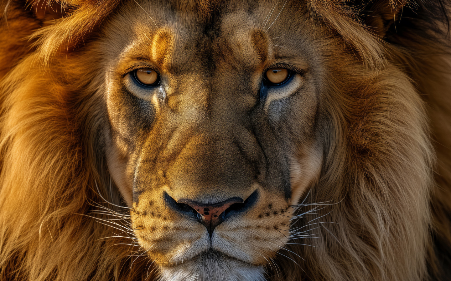 Суровый взгляд большого хищного льва