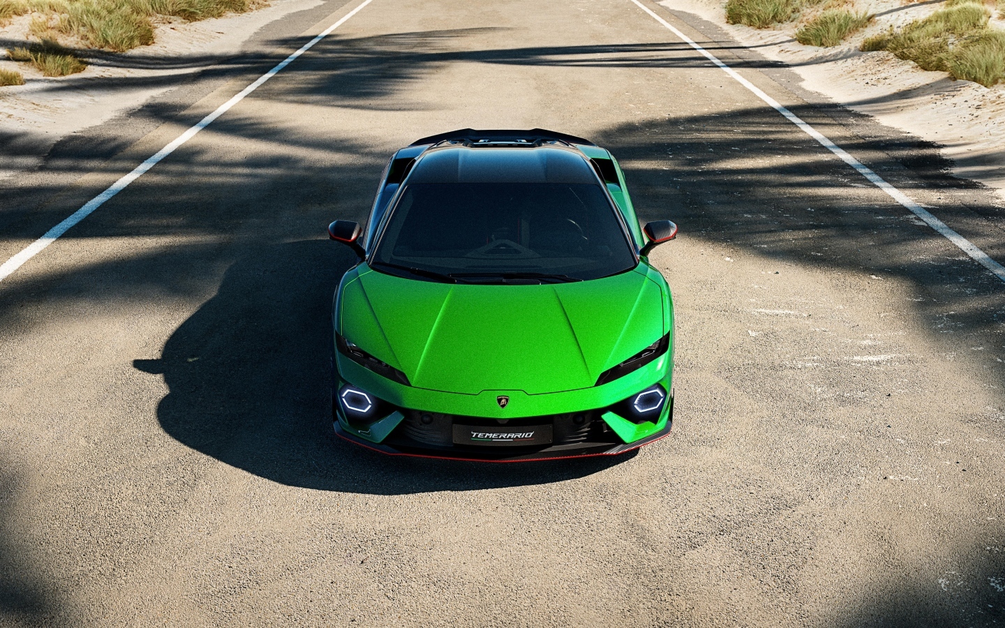 Вид спереди на автомобиль Lamborghini Temerario Alleggerita