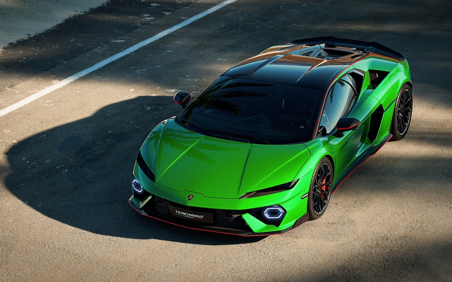 Зеленый спортивный автомобиль Lamborghini Temerario Alleggerita package