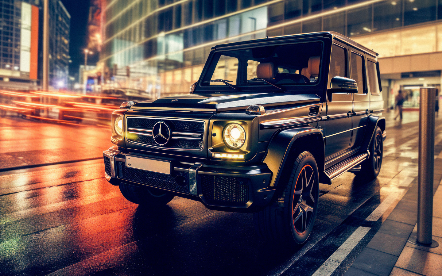 Черный внедорожник Mercedes-Benz G63 AMG в городе