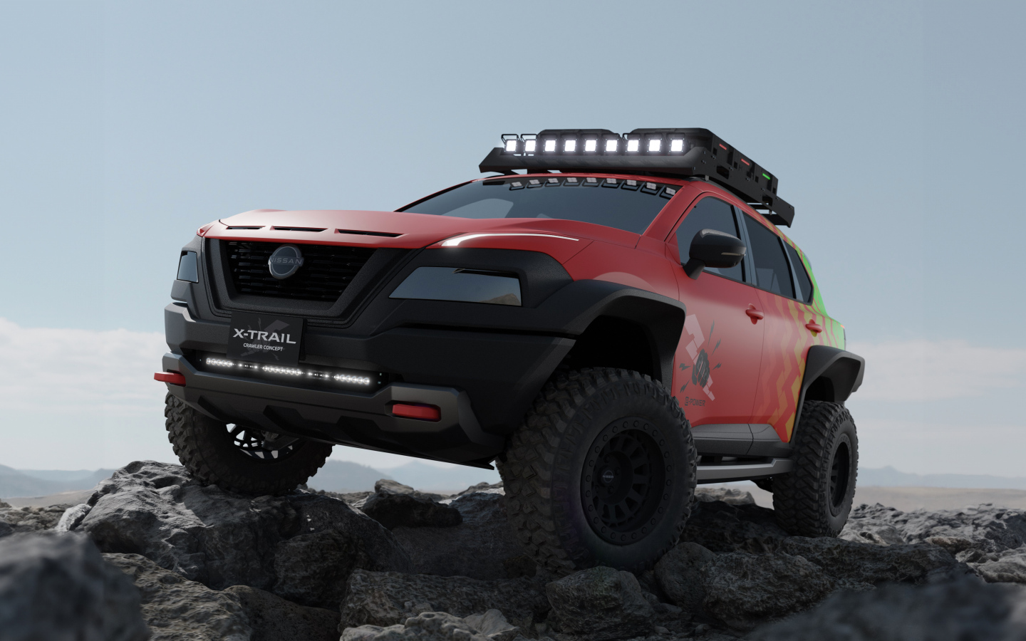 Большой внедорожник Nissan X-Trail Crawler Concept в горах