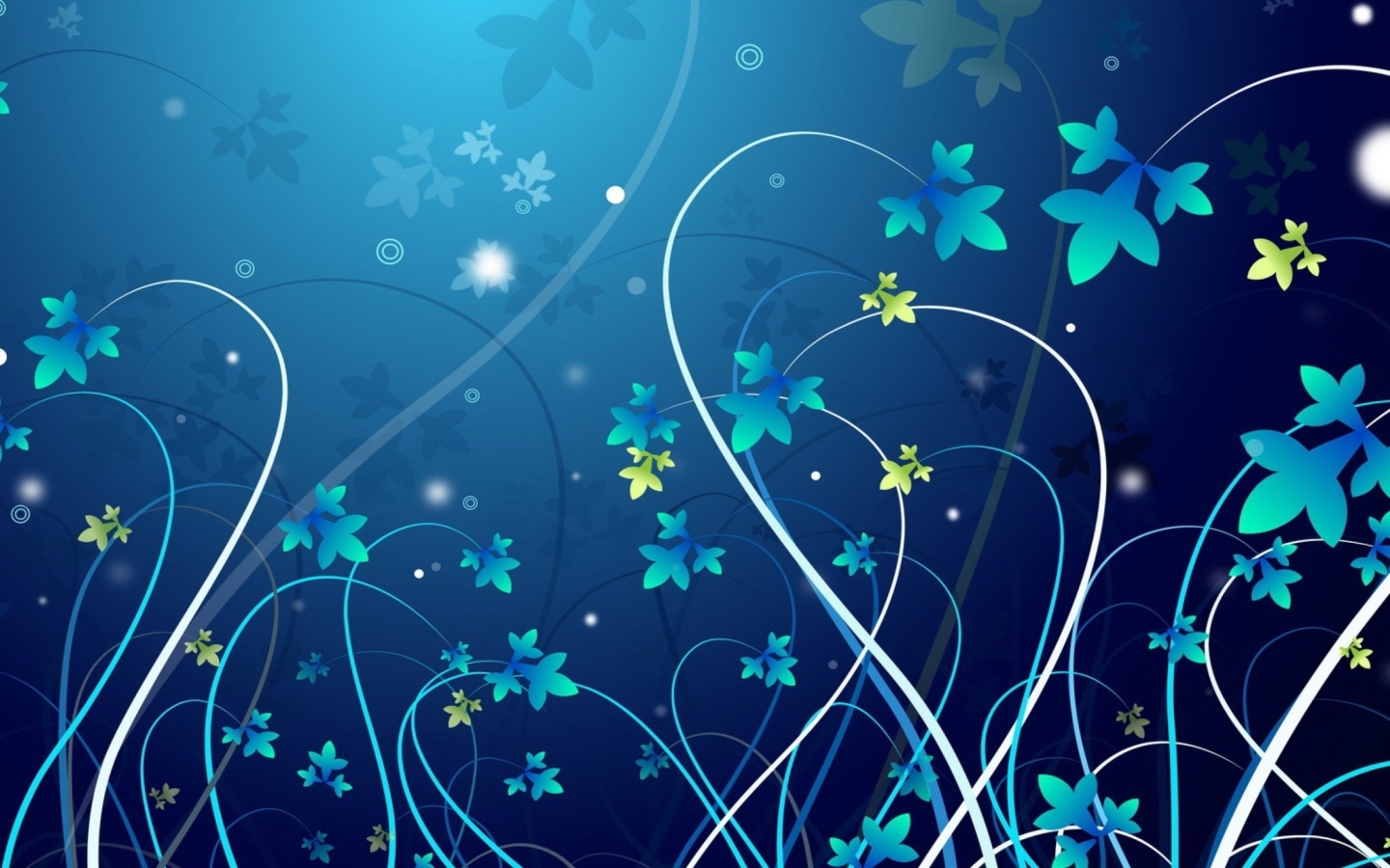 Красивый синий фон с узорными ветками с листьями