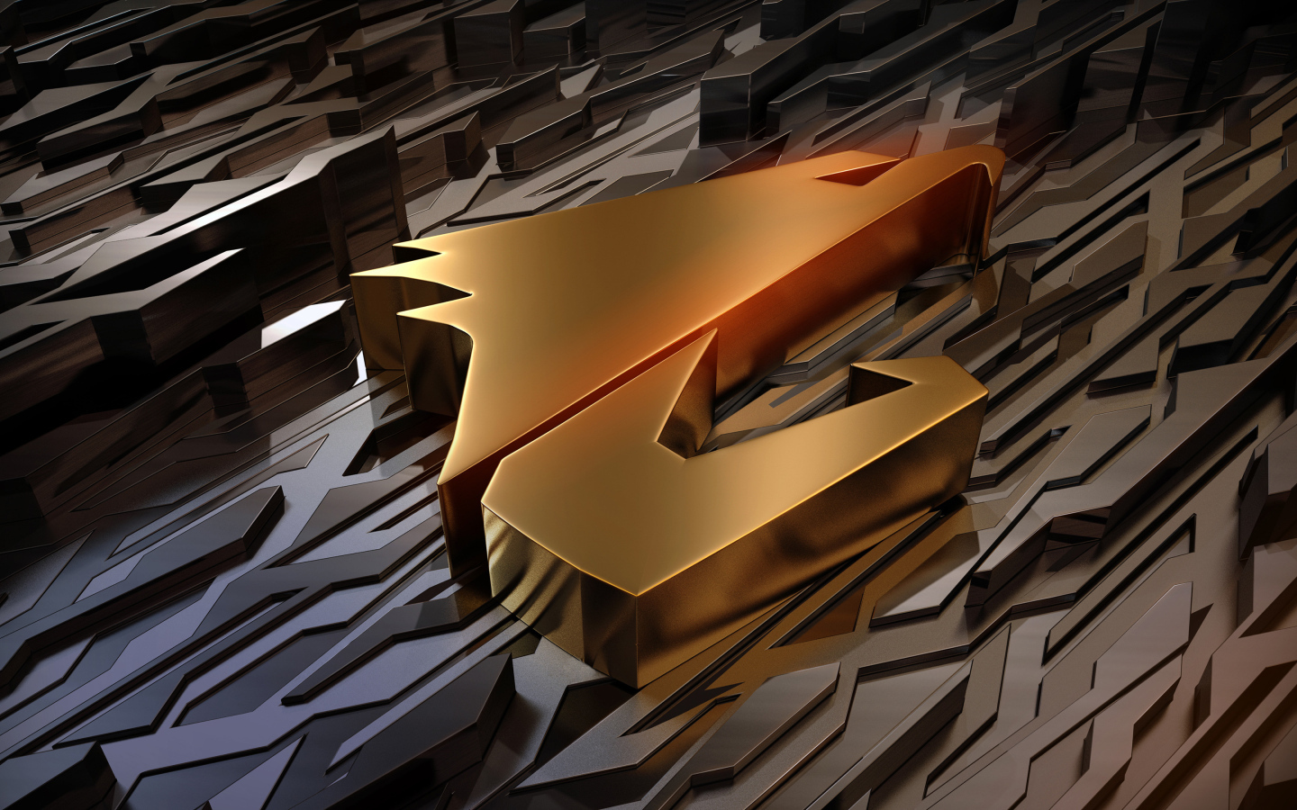 Золотой логотип компании aorus gigabyte