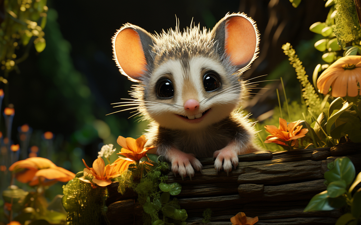 Смешной маленький нарисованный опоссум 