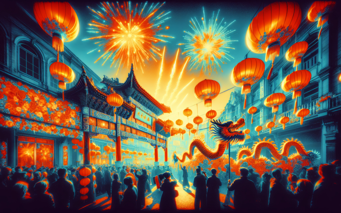 Новый год на улице Китайского города