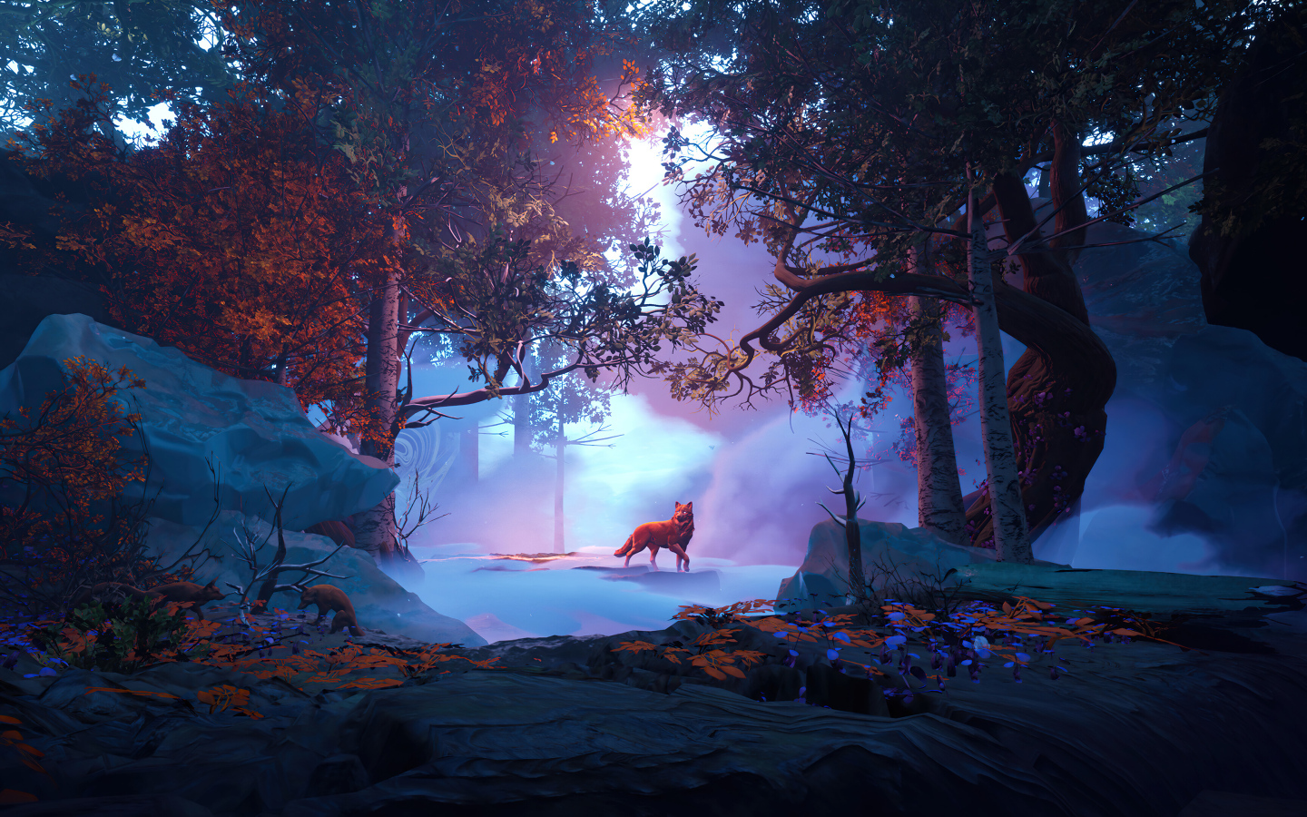 Животные в фантастическом лесу 